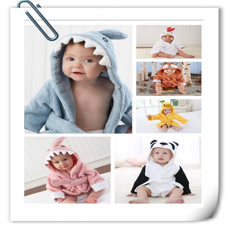 Children's Hooded Absorbent Animal-shaped Bathrobe - AQIB TECH LTD