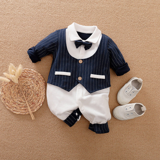 Baby Jumpsuit Spring And Autumn Models Foreign Trade Gentleman Baby Clothes Long-Sleeved Baby Clothes Baby Clothes - AQIB TECH LTD