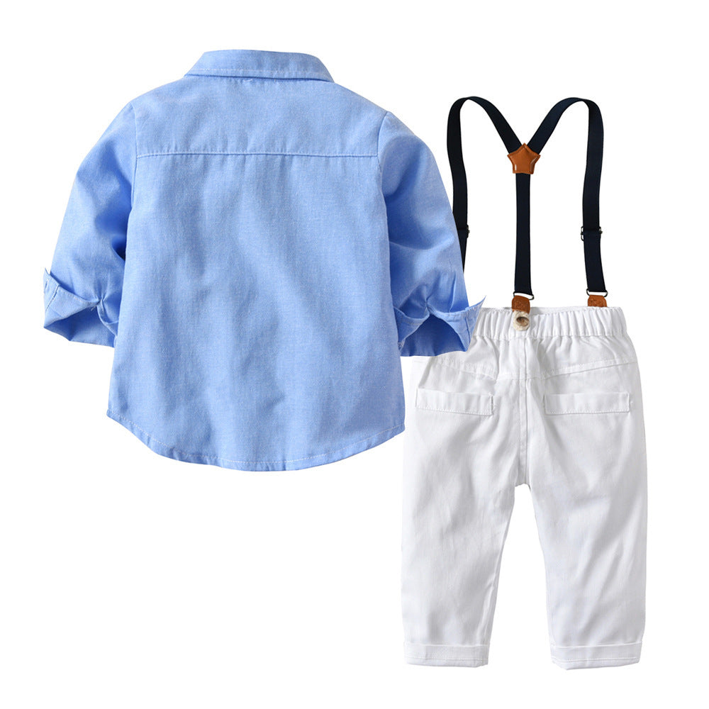 Boys Gentleman Bib Pant Suit Long Sleeve Bow Tie - AQIB TECH LTD