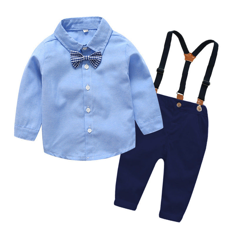 Boys Gentleman Bib Pant Suit Long Sleeve Bow Tie - AQIB TECH LTD
