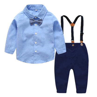 Boys Gentleman Bib Pant Suit Long Sleeve Bow Tie - AQIB TECH LTD
