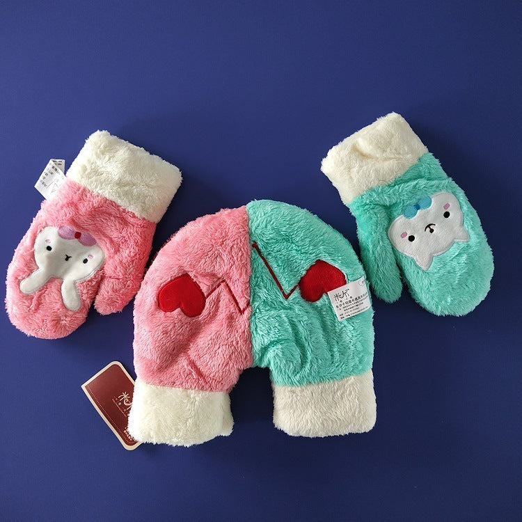 Cartoon Double-layer Thickened Rabbit Couple Hand Gloves - AQIB TECH LTD