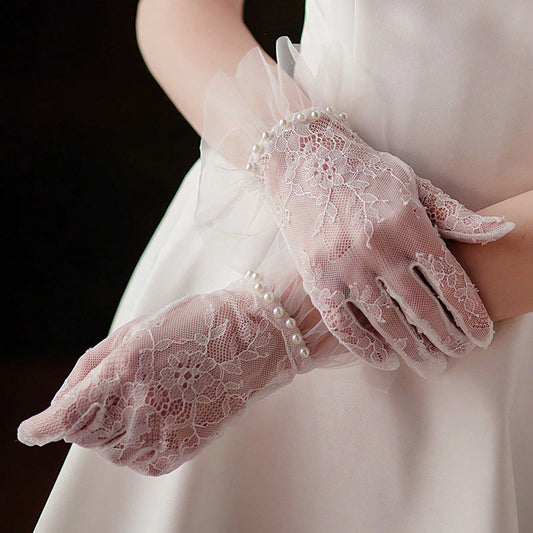 Women's Exquisite Lace Pearl Gloves - AQIB TECH LTD