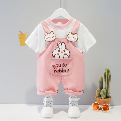 Children's Clothing Men And Women Baby Summer Cartoon Short-sleeved Overalls - AQIB TECH LTD