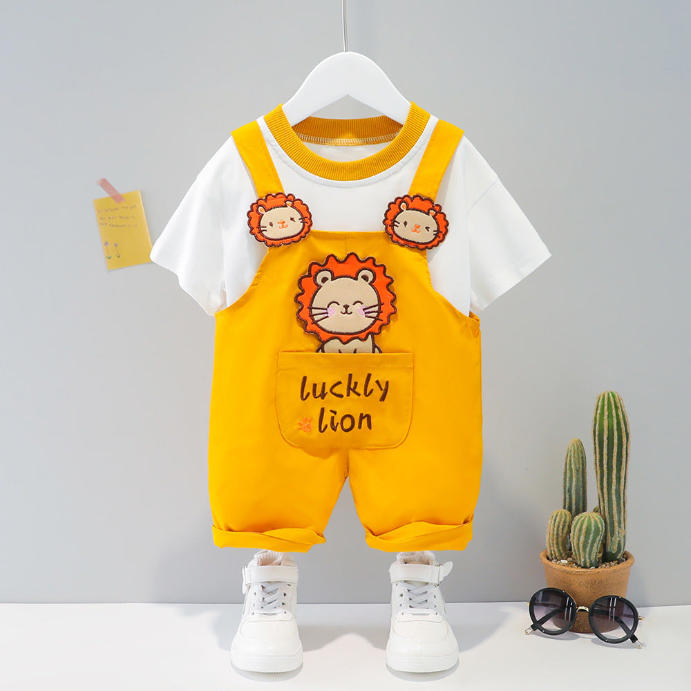 Children's Clothing Men And Women Baby Summer Cartoon Short-sleeved Overalls - AQIB TECH LTD