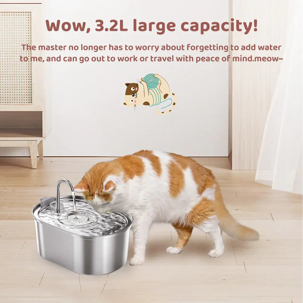 Cat Water Dispenser Stainless Steel - AQIB TECH LTD