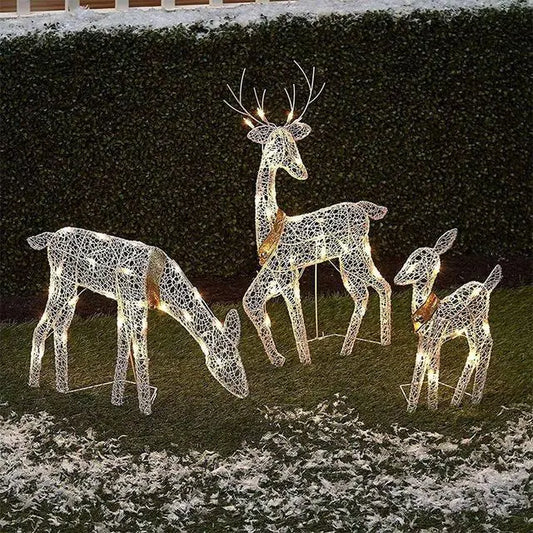 3-Piece Christmas LED Wrought Iron Deer Set - AQIB TECH LTD