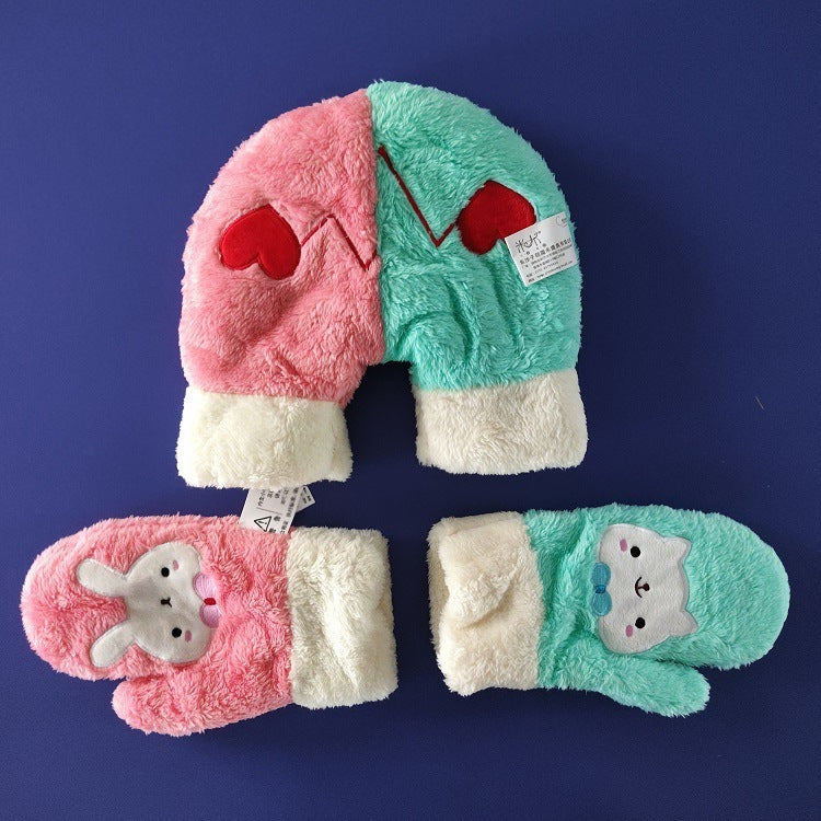 Cartoon Double-layer Thickened Rabbit Couple Hand Gloves - AQIB TECH LTD