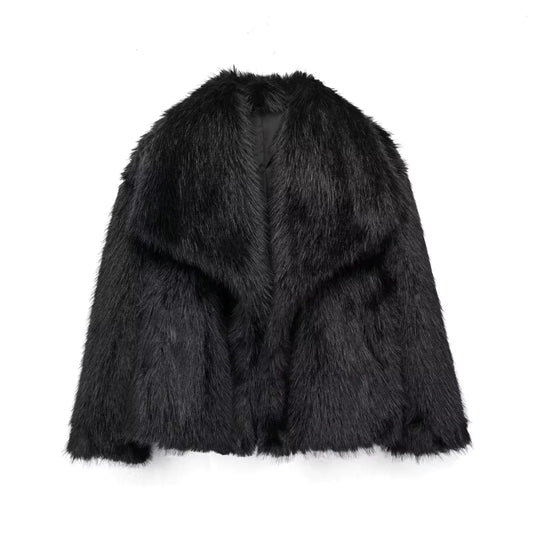 Women's Faux Fox Fur Coat - AQIB TECH LTD