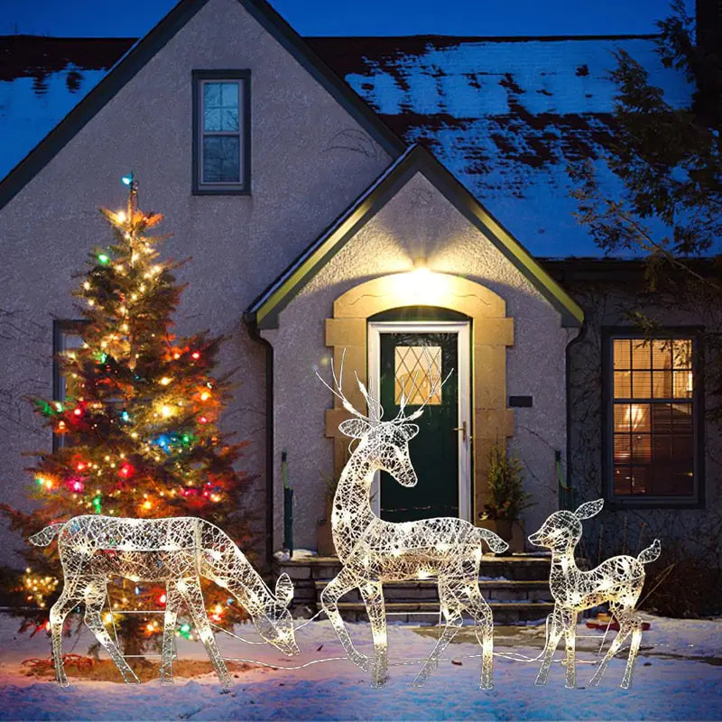 3-Piece Christmas LED Wrought Iron Deer Set - AQIB TECH LTD